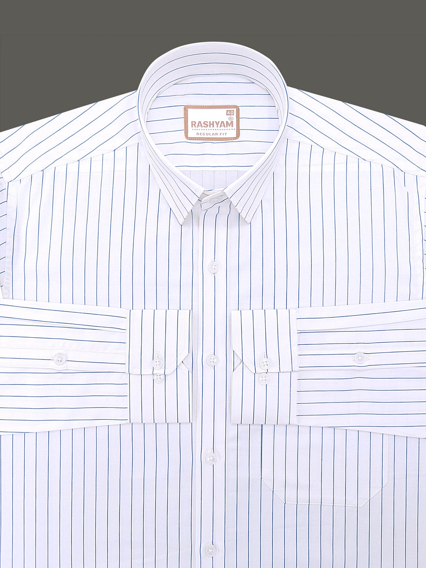 Finest Cotton Valoria Blue Line On White Formal Shirt For Men