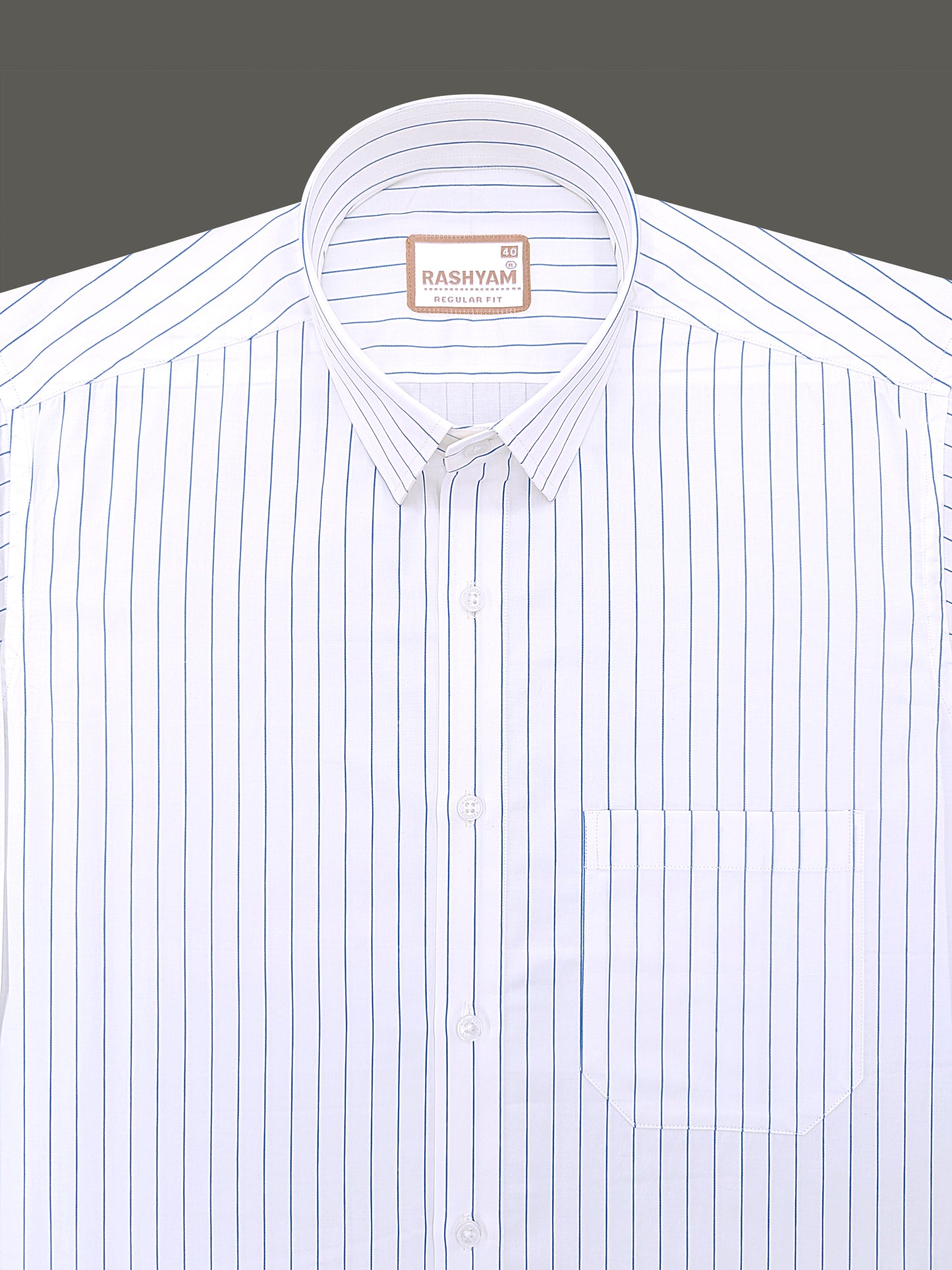 Finest Cotton Valoria Blue Line On White Formal Shirt For Men