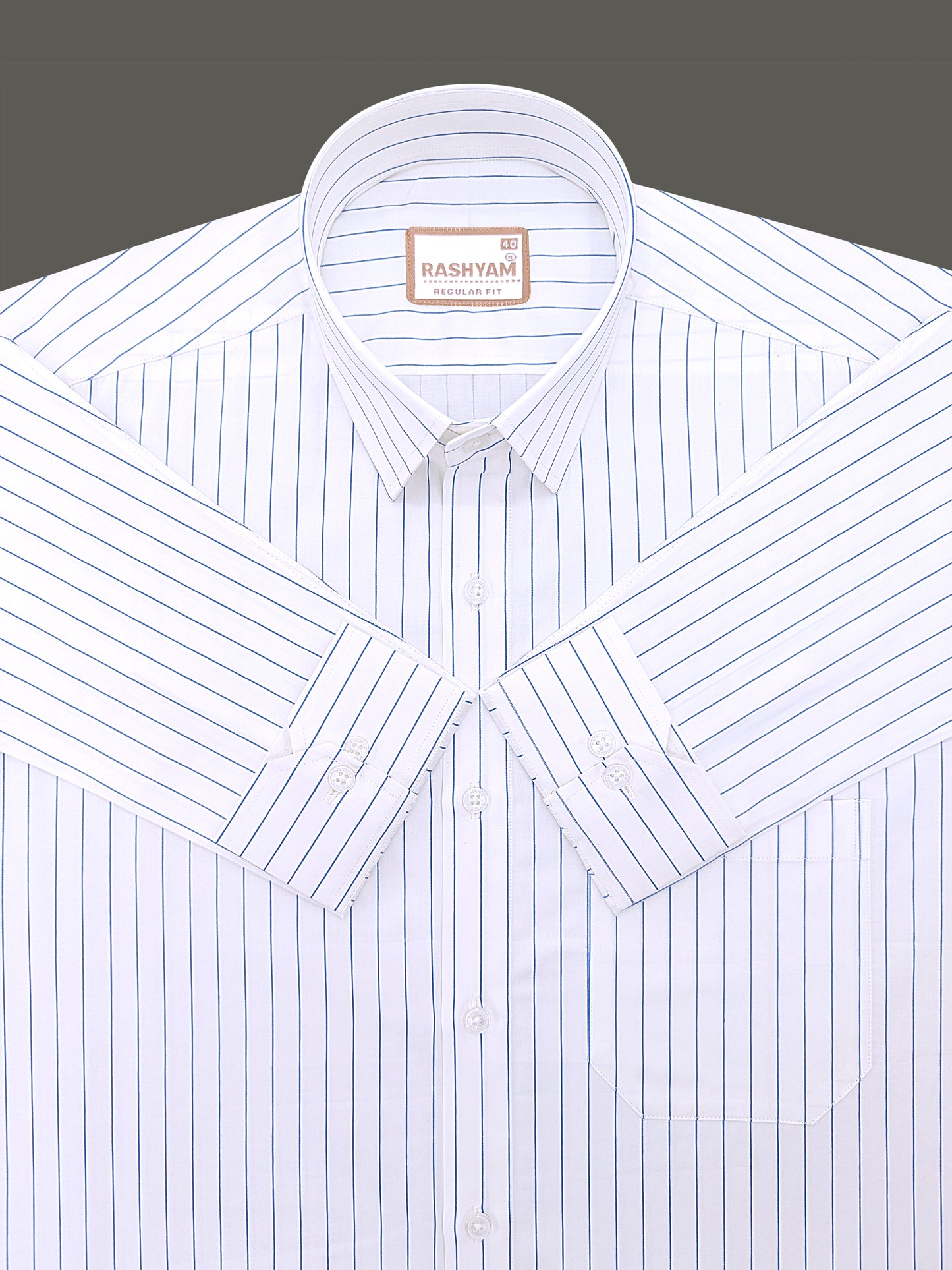 Finest Cotton Valoria Blue Line On White Formal Shirt For Men