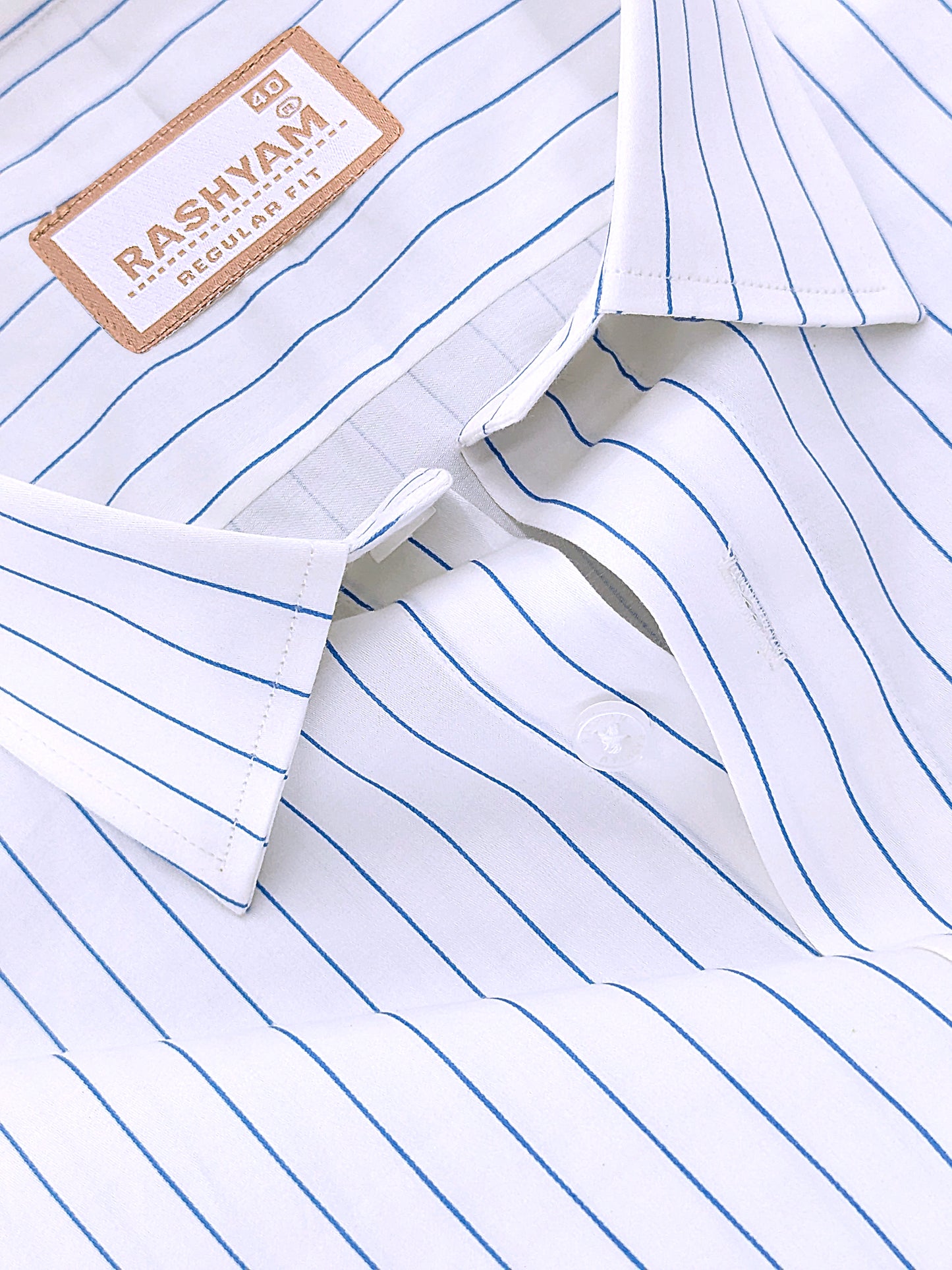 Finest Cotton Valoria Blue Line On White Formal Shirt For Men