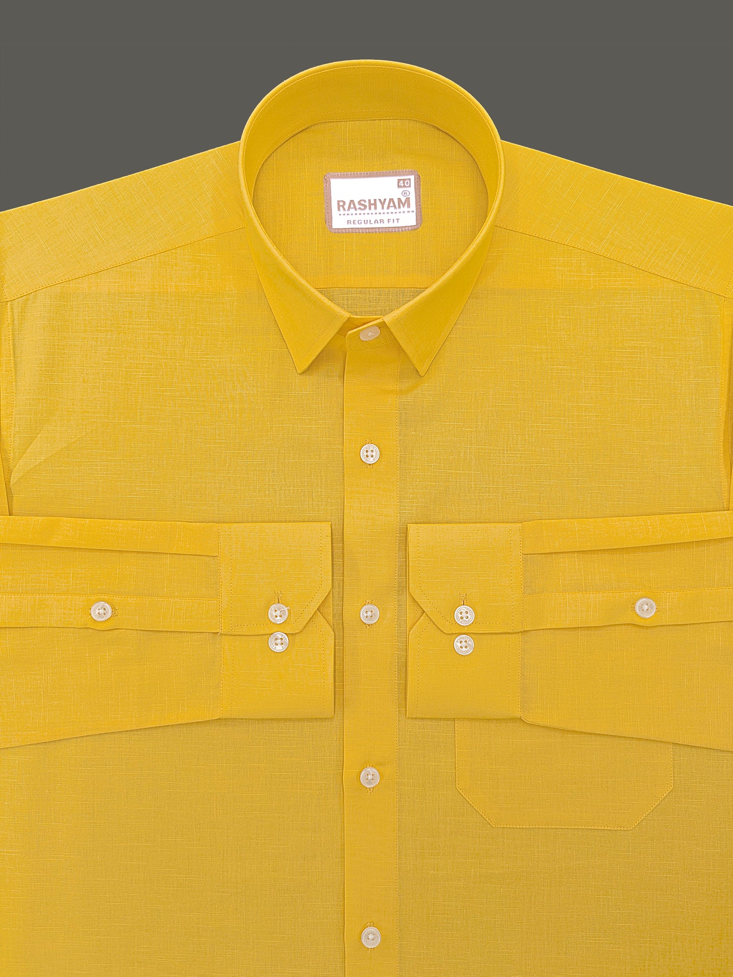 Luxurious Linen Abruzzo Turmaric Yellow Formal Shirt