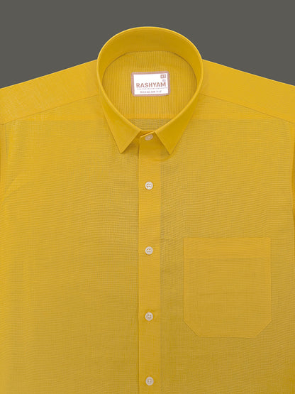 Luxurious Linen Abruzzo Turmaric Yellow Formal Shirt