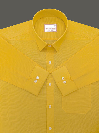 Luxurious Linen Abruzzo Turmaric Yellow Formal Shirt