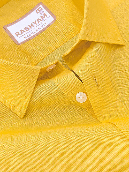 Luxurious Linen Abruzzo Turmaric Yellow Formal Shirt