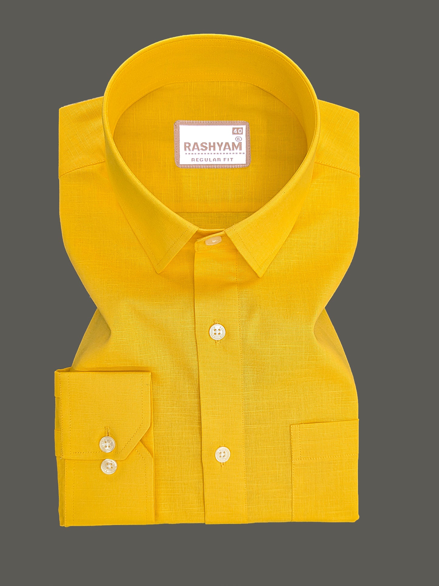 Luxurious Linen Abruzzo Turmaric Yellow Formal Shirt