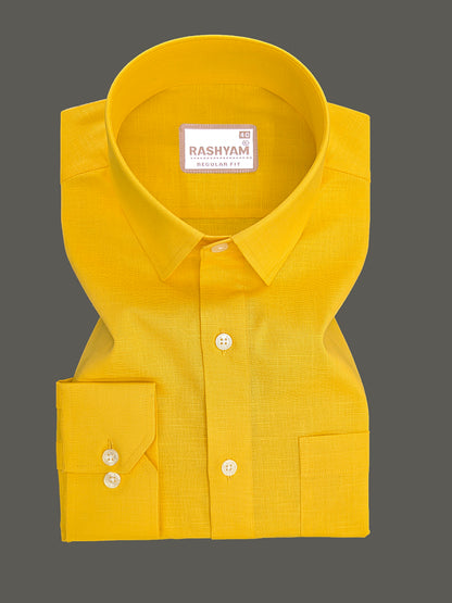 Luxurious Linen Abruzzo Turmaric Yellow Formal Shirt
