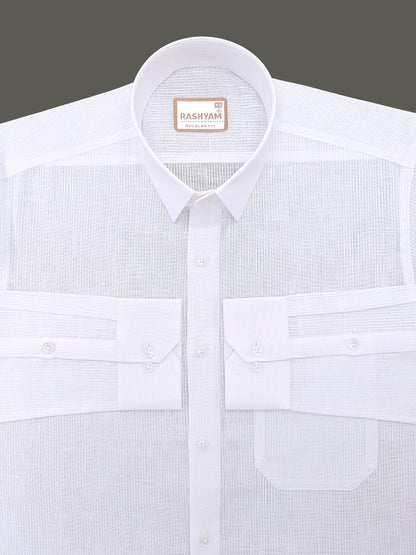 Linen Cotton Valoria White Narrow Stripe Formal Shirt