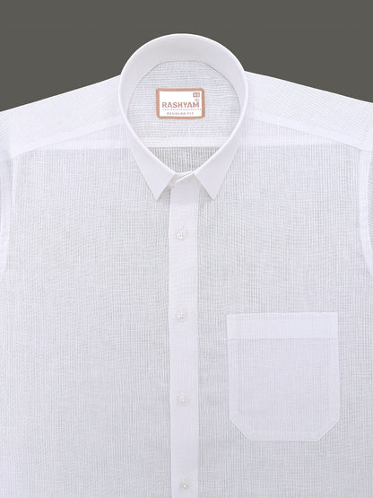 Linen Cotton Valoria White Narrow Stripe Formal Shirt