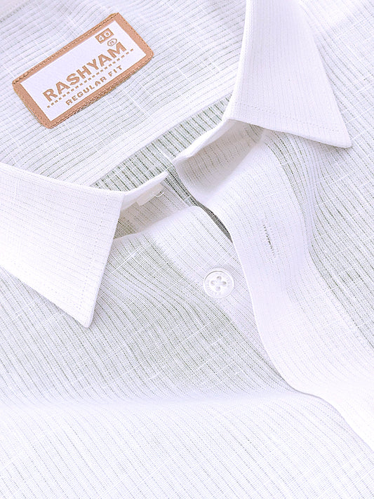 Linen Cotton Valoria White Narrow Stripe Formal Shirt