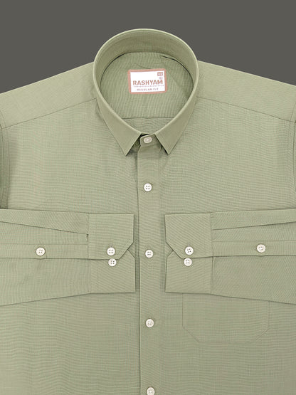Luxurious Linen Abruzzo Sand Green Formal Shirt
