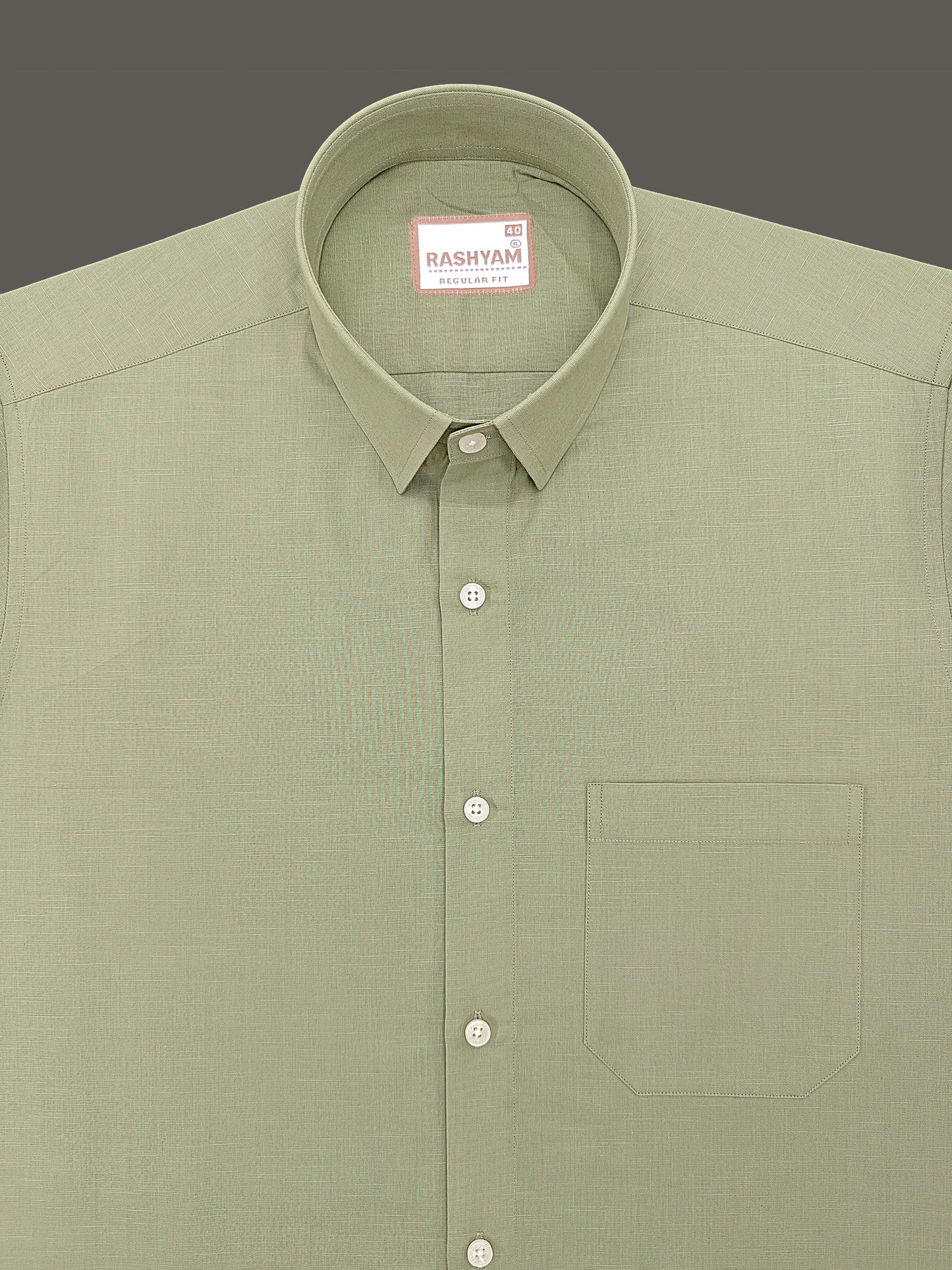 Luxurious Linen Abruzzo Sand Green Formal Shirt