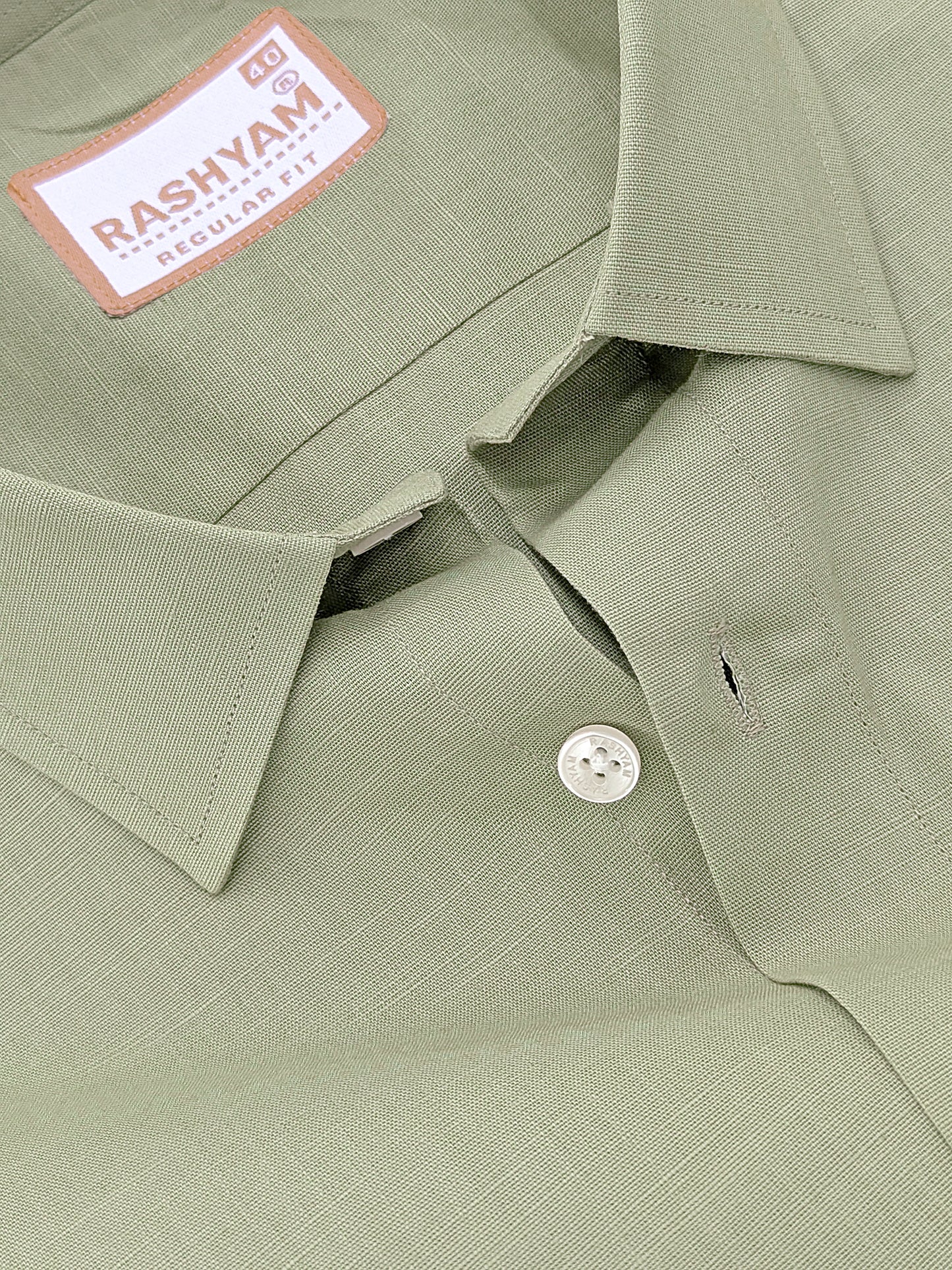 Luxurious Linen Abruzzo Sand Green Formal Shirt