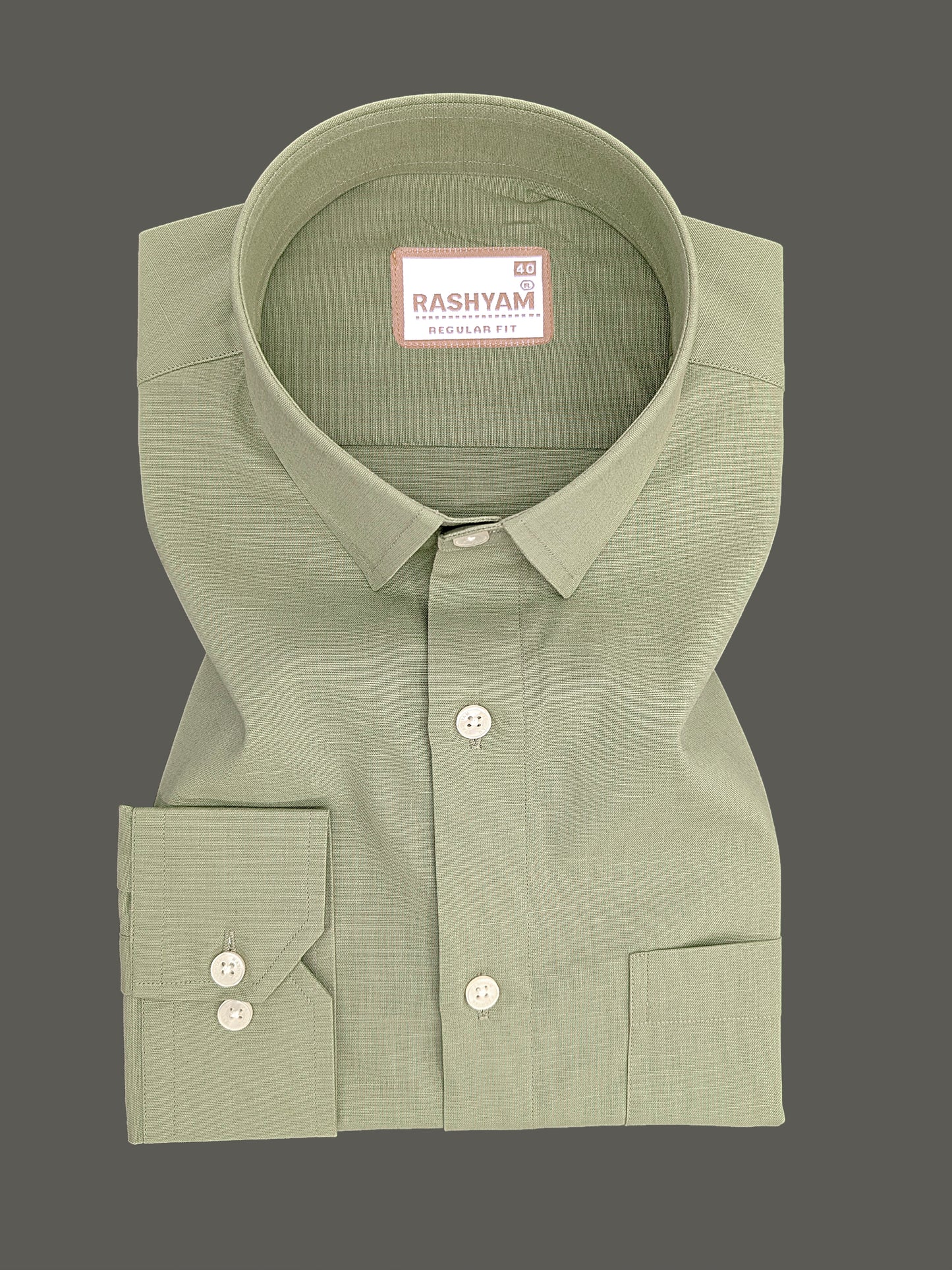 Luxurious Linen Abruzzo Sand Green Formal Shirt