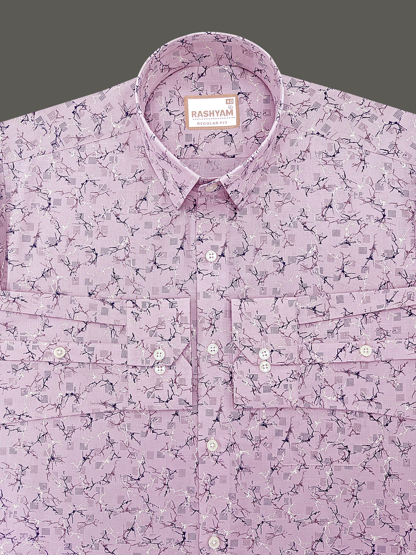 Premium Linen Cotton Arezzo Marble Vein Print On Violet Formal Shirt