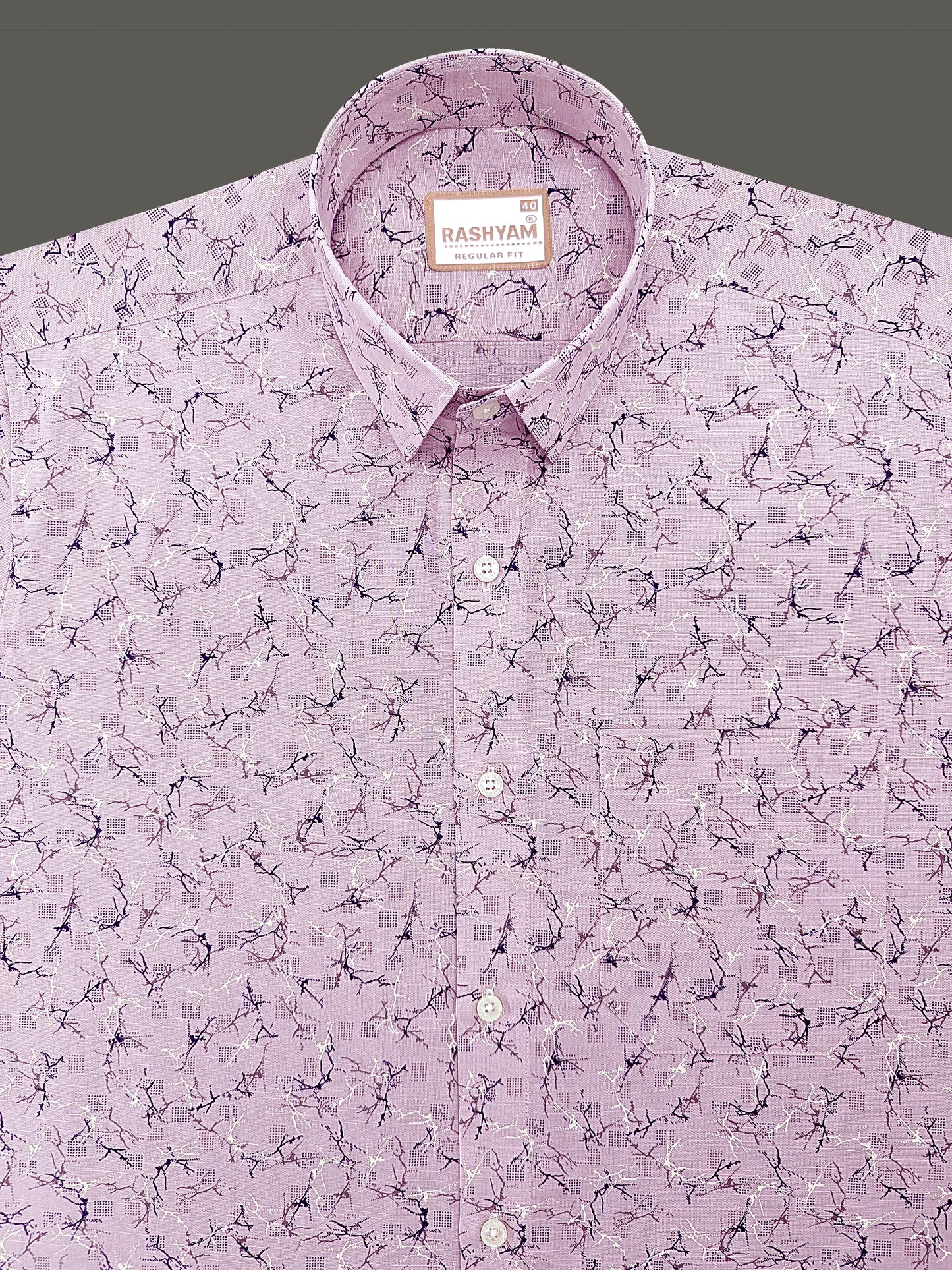 Premium Linen Cotton Arezzo Marble Vein Print On Violet Formal Shirt