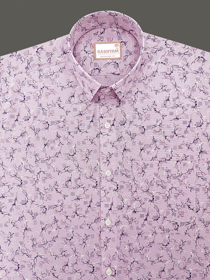 Premium Linen Cotton Arezzo Marble Vein Print On Violet Formal Shirt