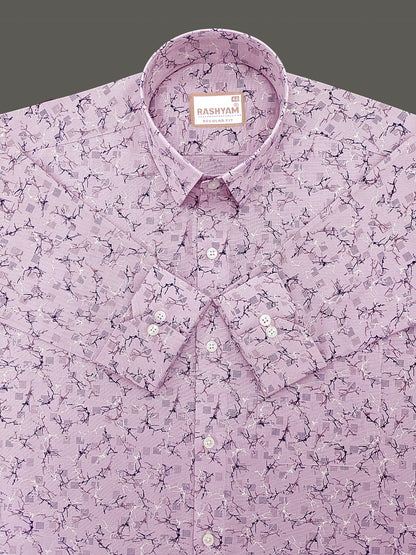 Premium Linen Cotton Arezzo Marble Vein Print On Violet Formal Shirt