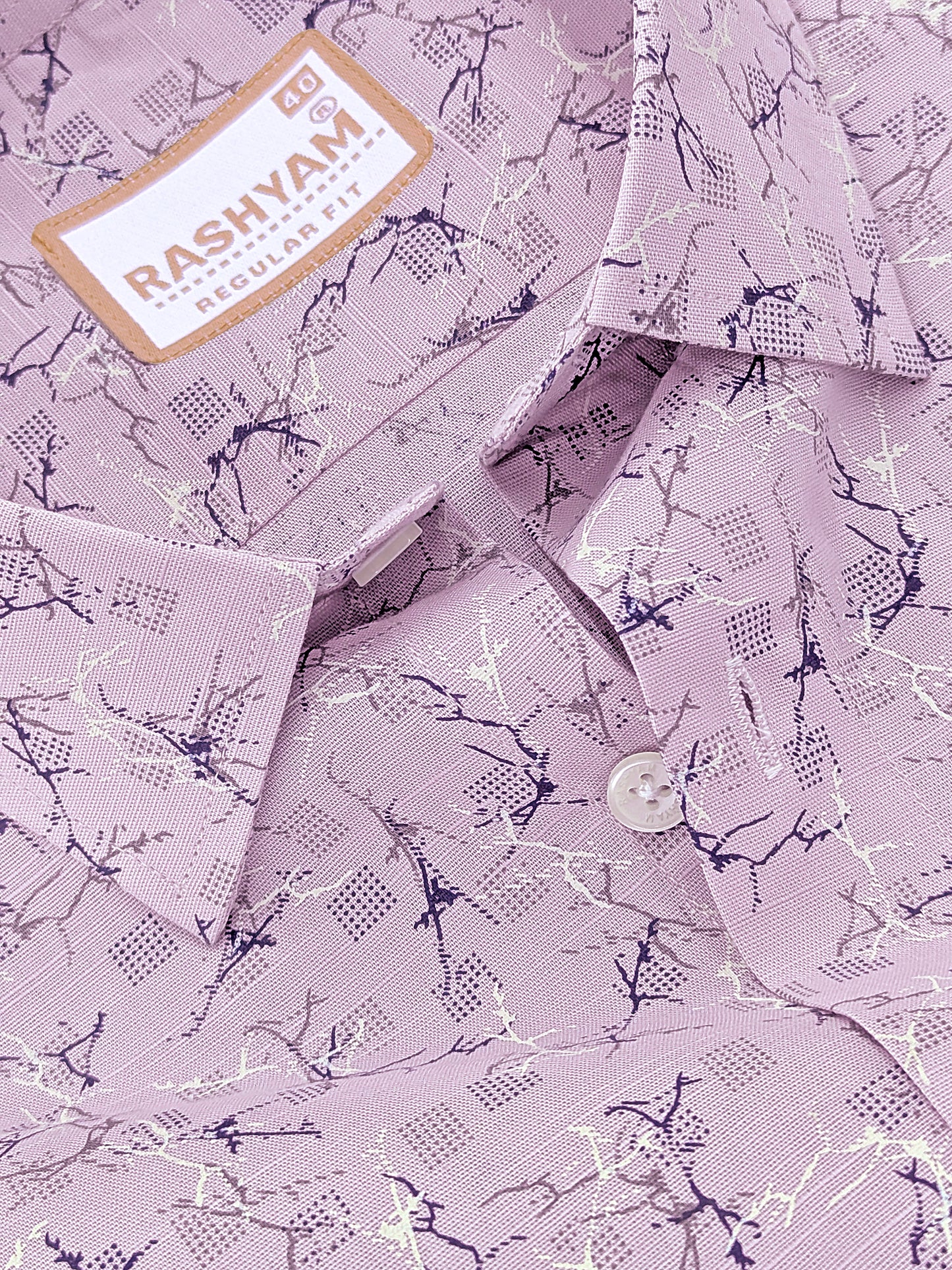 Premium Linen Cotton Arezzo Marble Vein Print On Violet Formal Shirt