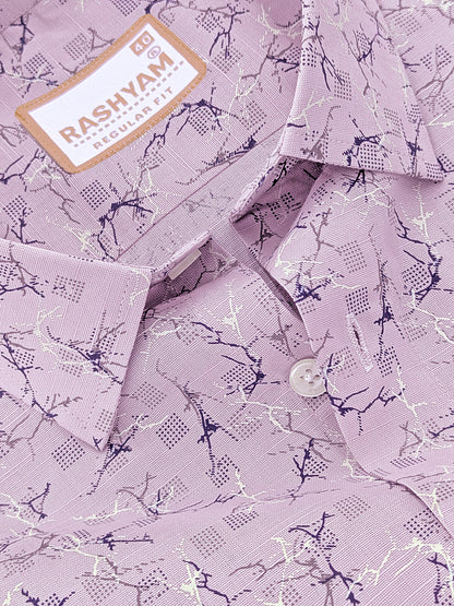 Premium Linen Cotton Arezzo Marble Vein Print On Violet Formal Shirt