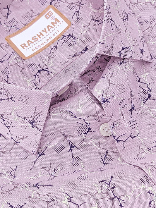 Premium Linen Cotton Arezzo Marble Vein Print On Violet Formal Shirt