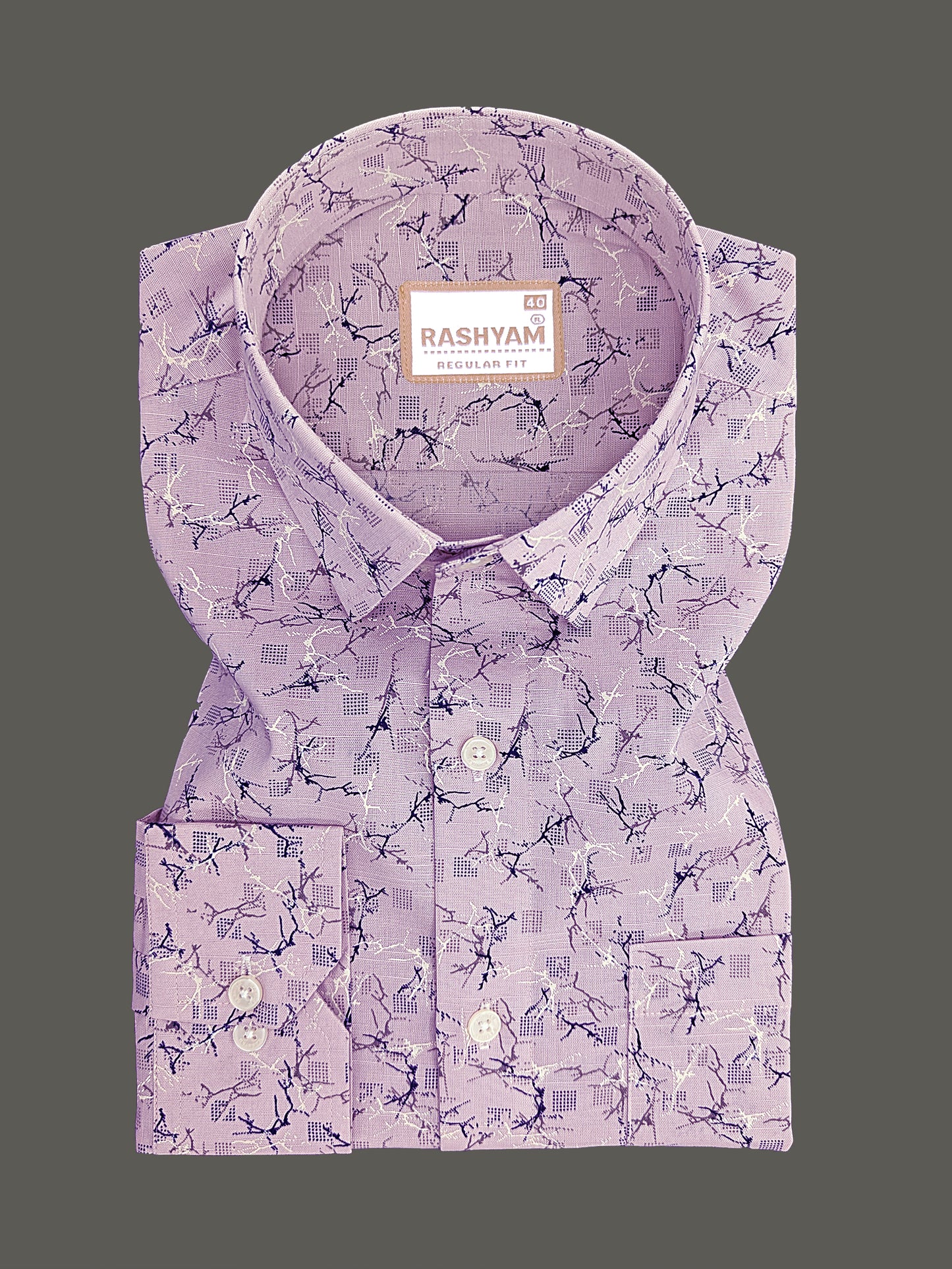 Premium Linen Cotton Arezzo Marble Vein Print On Violet Formal Shirt