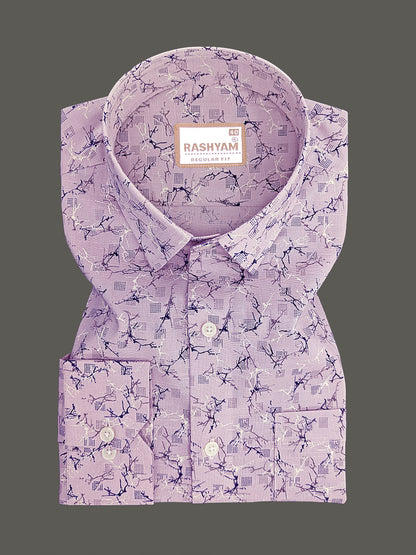 Premium Linen Cotton Arezzo Marble Vein Print On Violet Formal Shirt