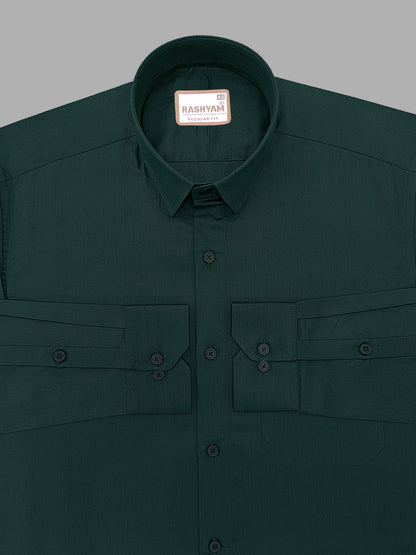 Premium Cotton Casia Jungle Green Formal Shirt