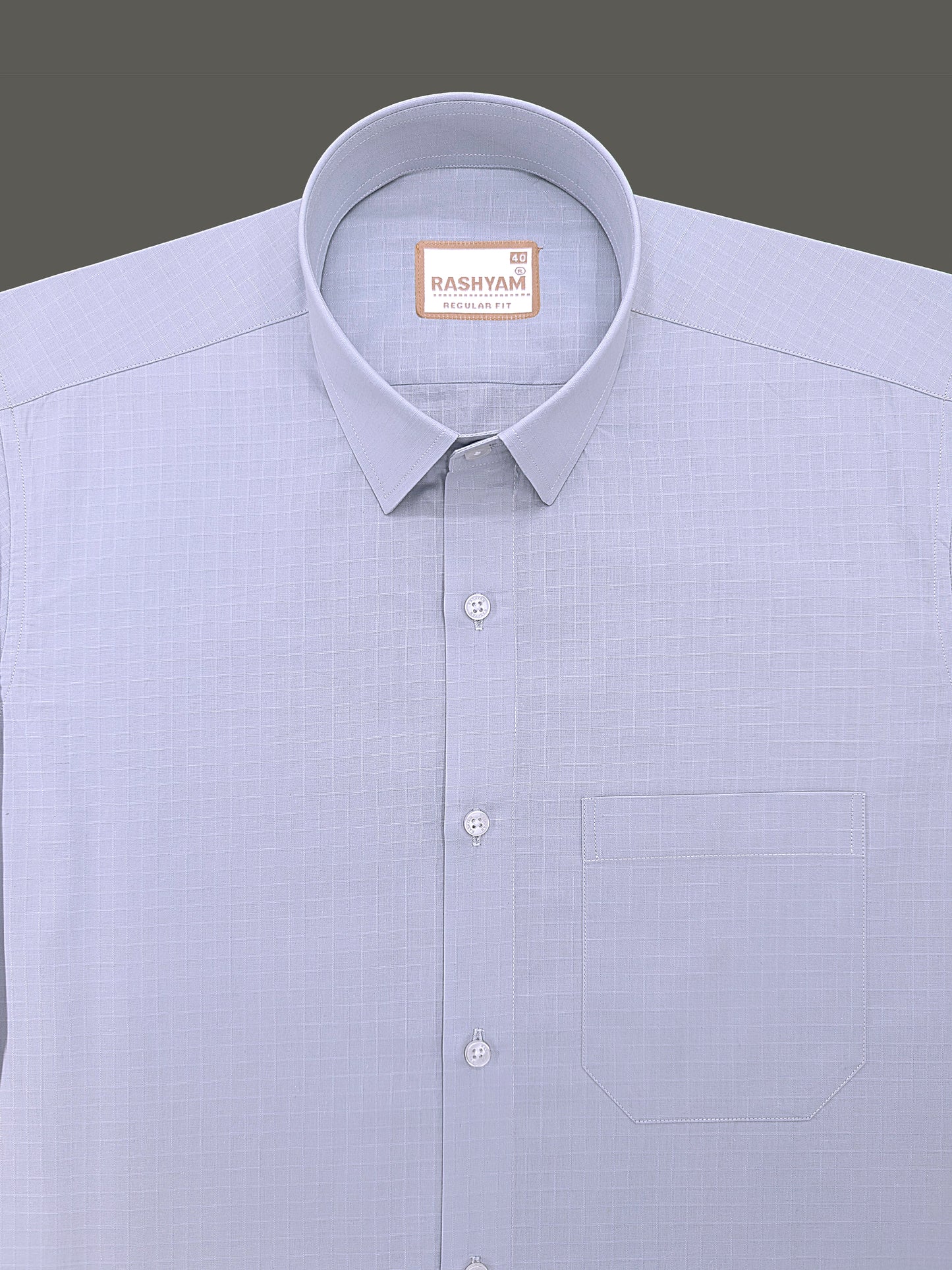 Premium Cotton Portelle Silver Grey Designer Checks Formal Shirt