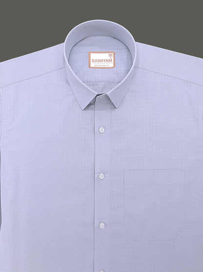 Premium Cotton Portelle Silver Grey Designer Checks Formal Shirt
