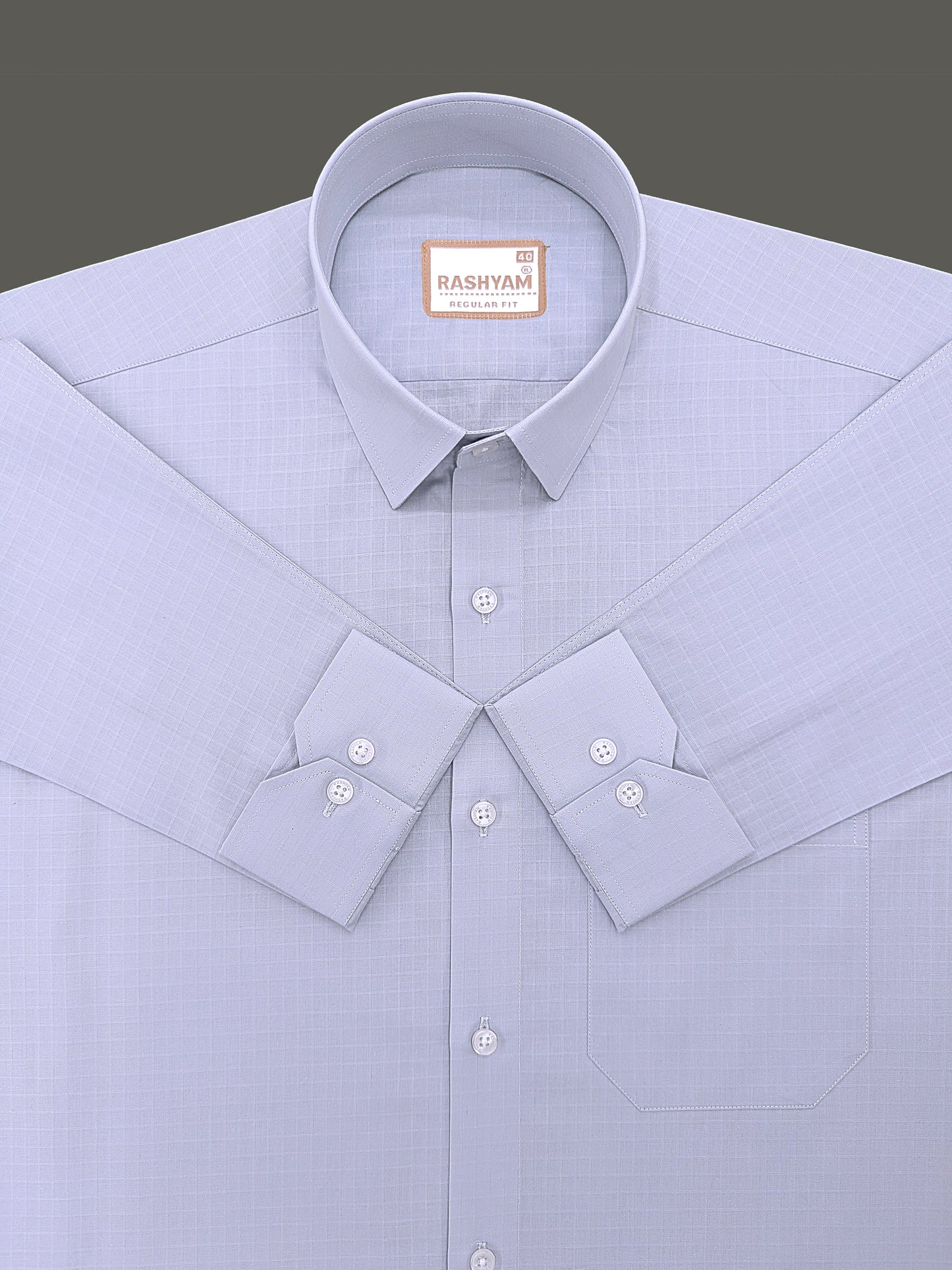 Premium Cotton Portelle Silver Grey Designer Checks Formal Shirt