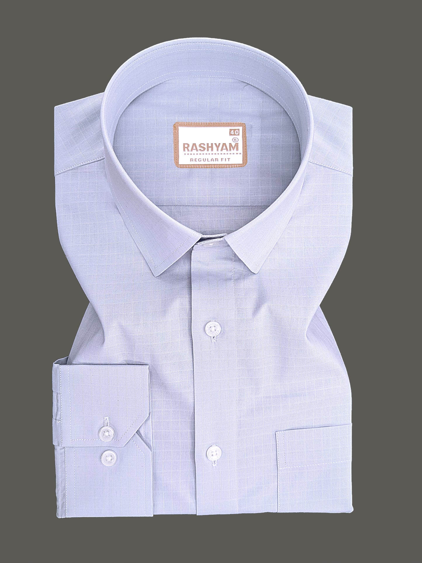 Premium Cotton Portelle Silver Grey Designer Checks Formal Shirt