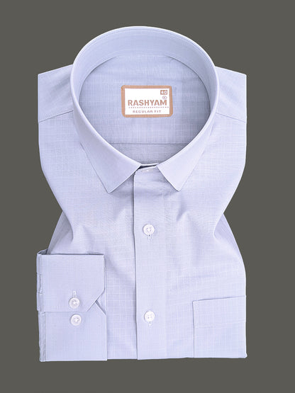 Premium Cotton Portelle Silver Grey Designer Checks Formal Shirt