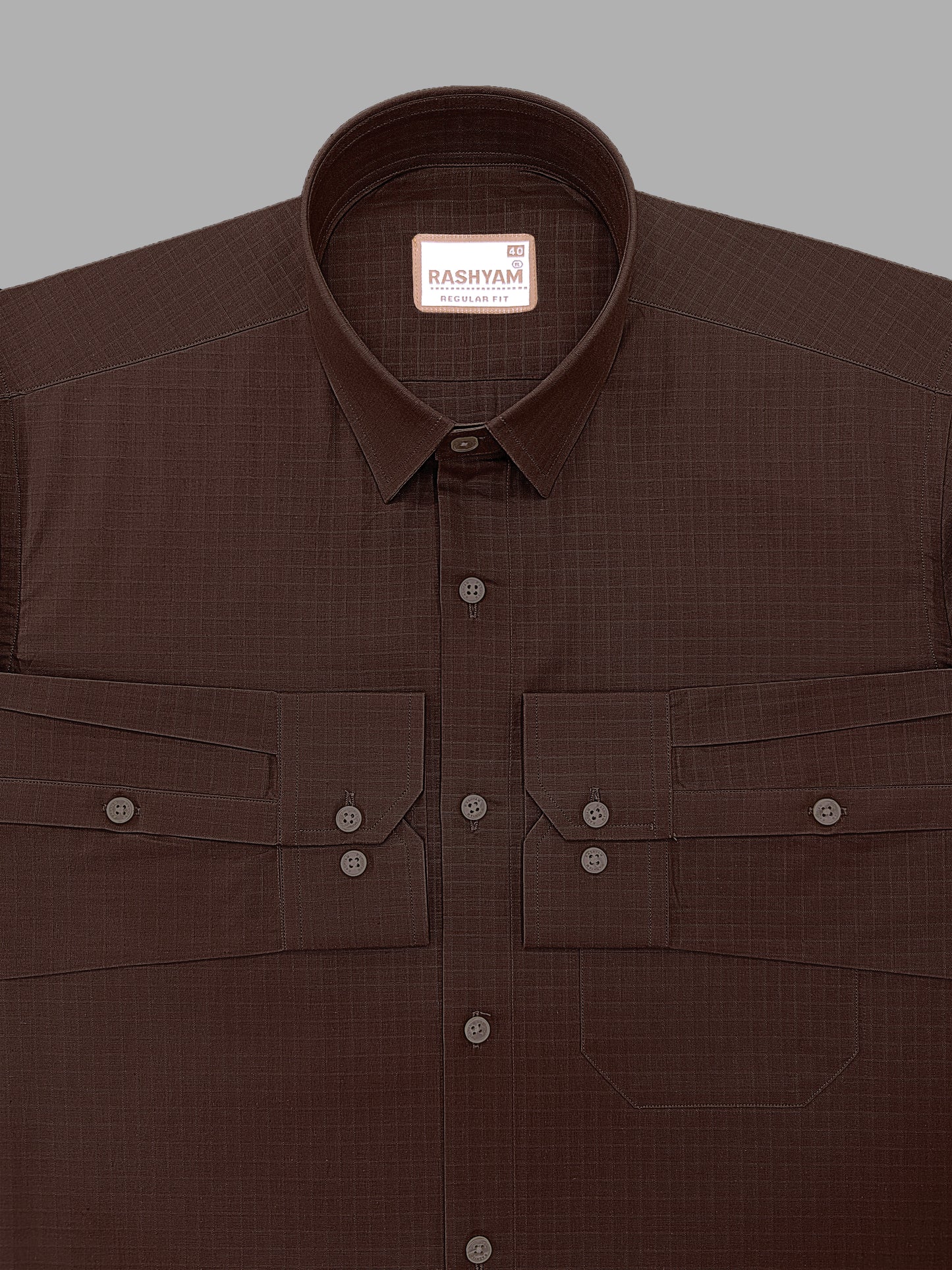 Premium Cotton Portelle Coffee Designer Checks Formal Shirt For Men
