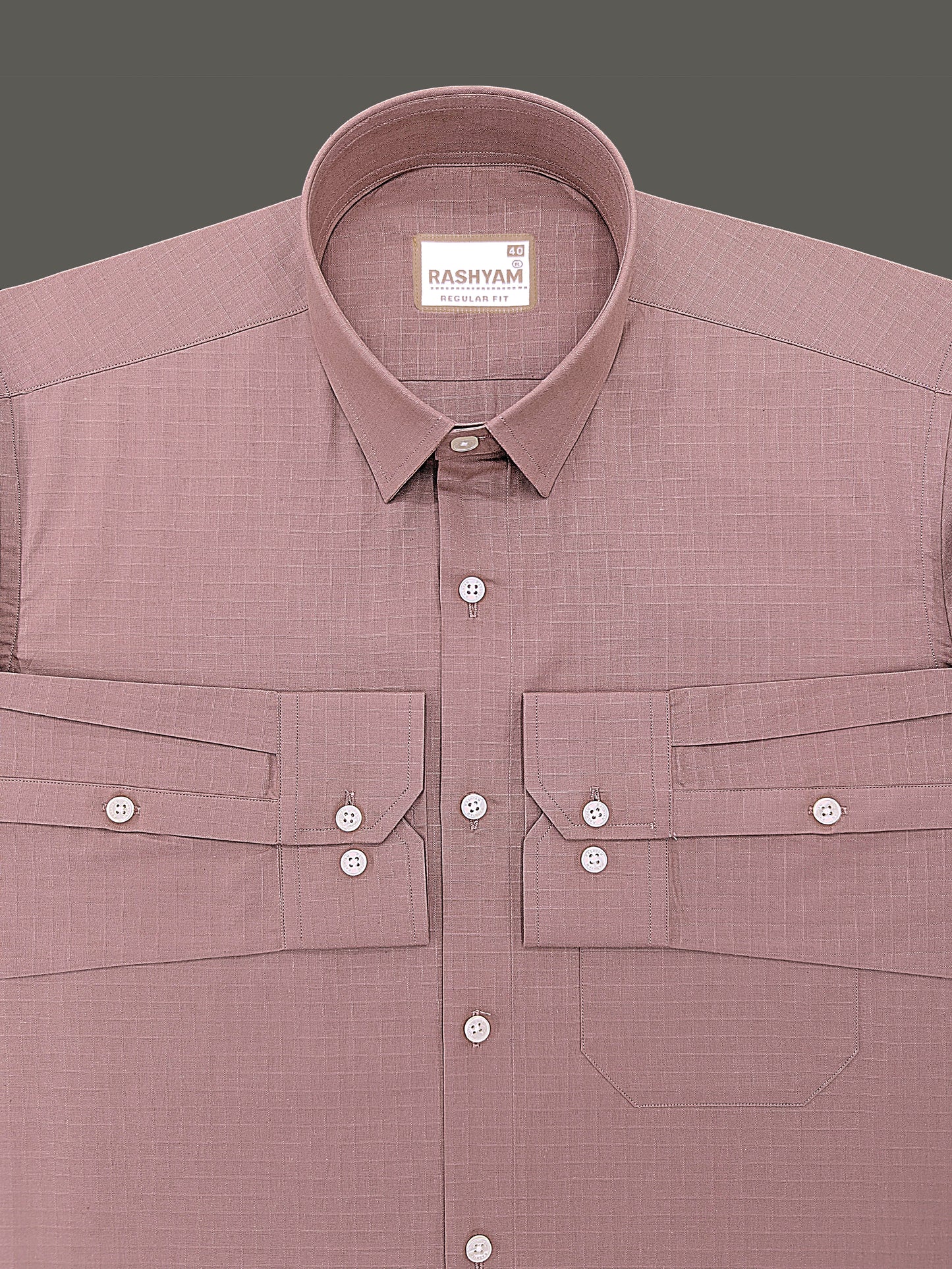 Premium Cotton Portelle Rosy Peach Designer Checks Formal Shirt For Men