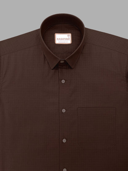 Premium Cotton Portelle Coffee Designer Checks Formal Shirt For Men