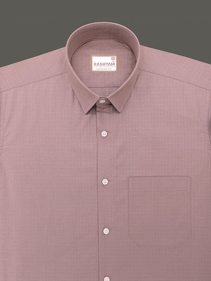 Premium Cotton Portelle Rosy Peach Designer Checks Formal Shirt For Men