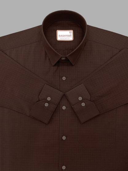 Premium Cotton Portelle Coffee Designer Checks Formal Shirt For Men