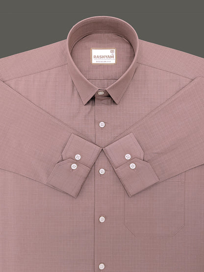 Premium Cotton Portelle Rosy Peach Designer Checks Formal Shirt For Men
