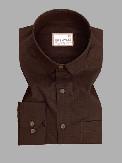 Premium Cotton Portelle Coffee Designer Checks Formal Shirt For Men