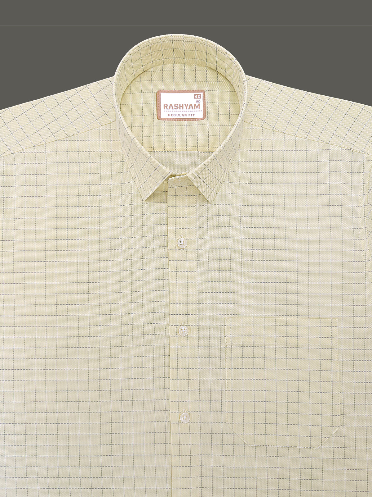 Premium Cotton Portelle Blue Checks On Lemon Yellow Formal Shirt