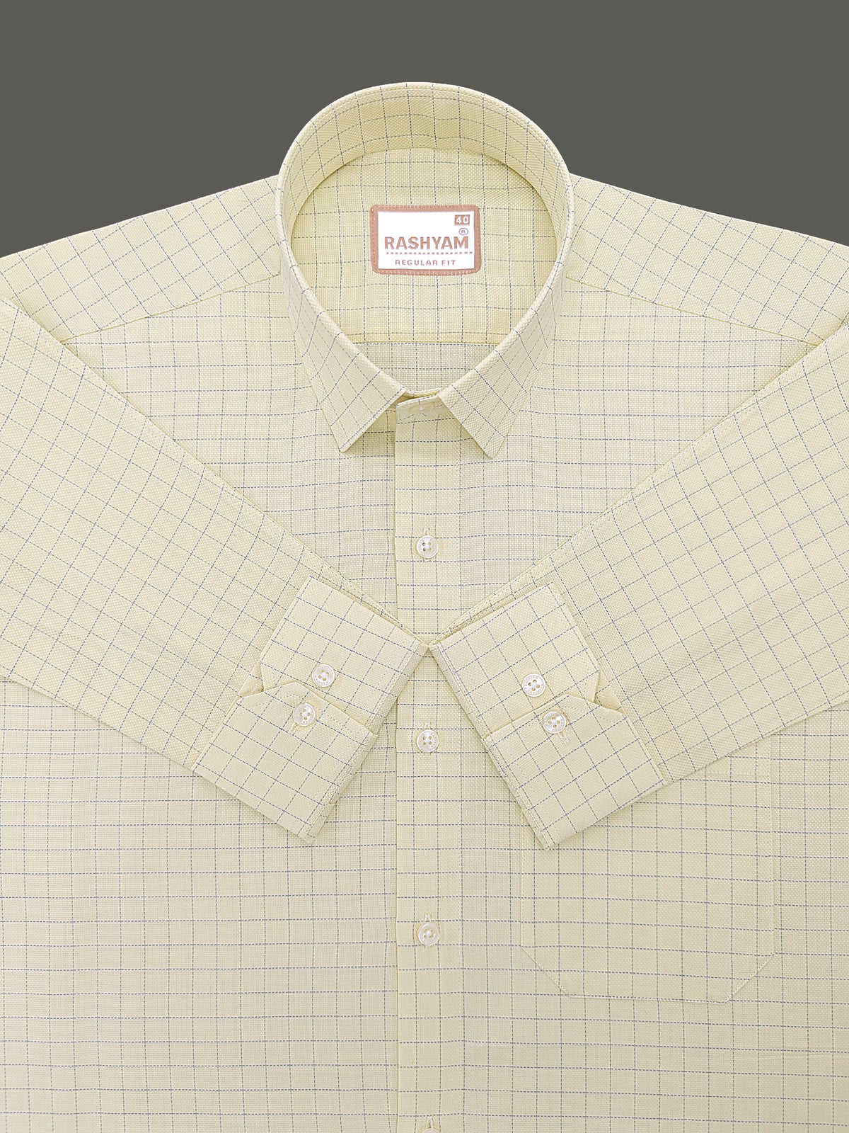 Premium Cotton Portelle Blue Checks On Lemon Yellow Formal Shirt