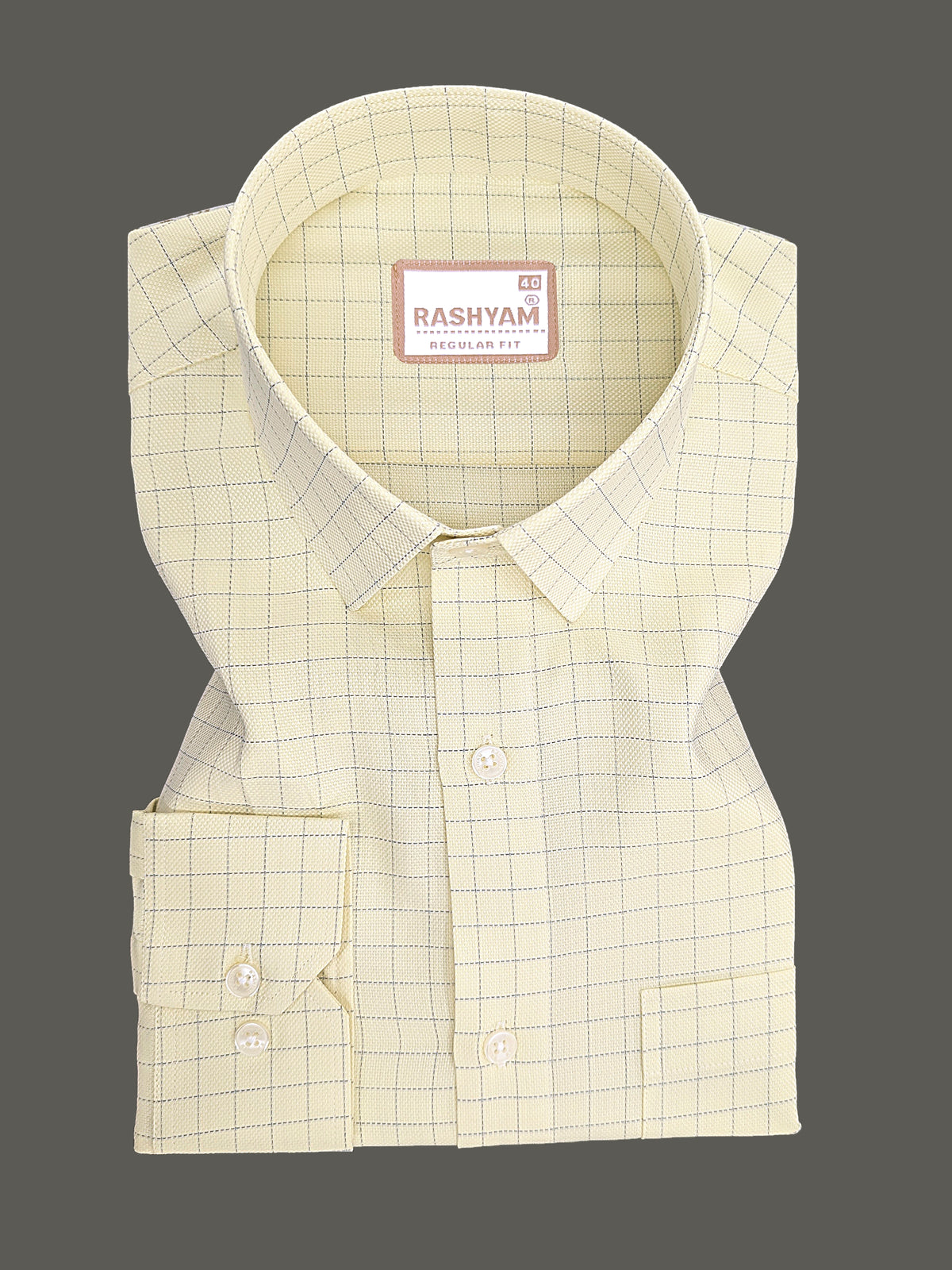 Premium Cotton Portelle Blue Checks On Lemon Yellow Formal Shirt