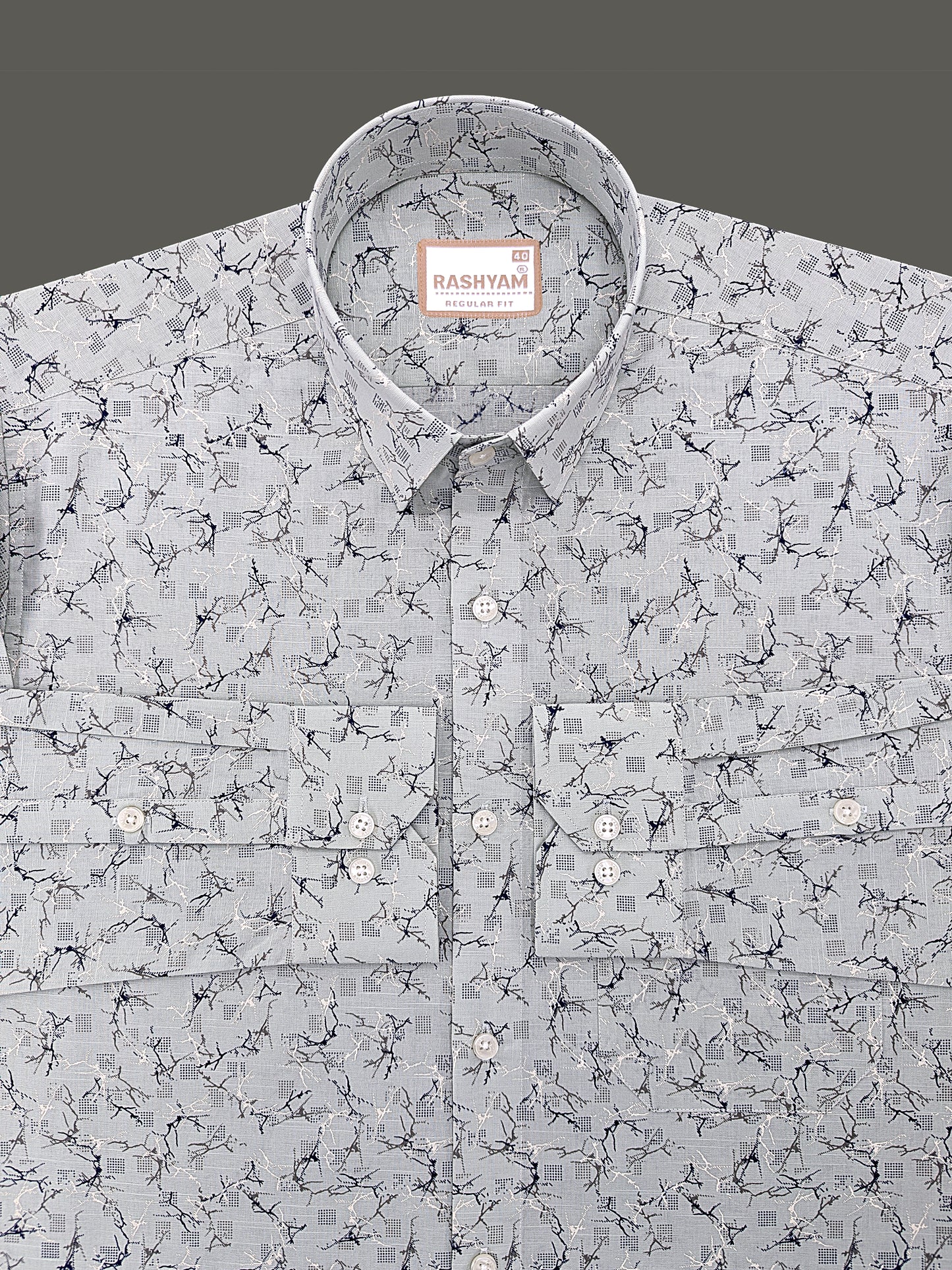 Premium Linen Cotton Arezzo Marble Vein Print On Mint Formal Shirt