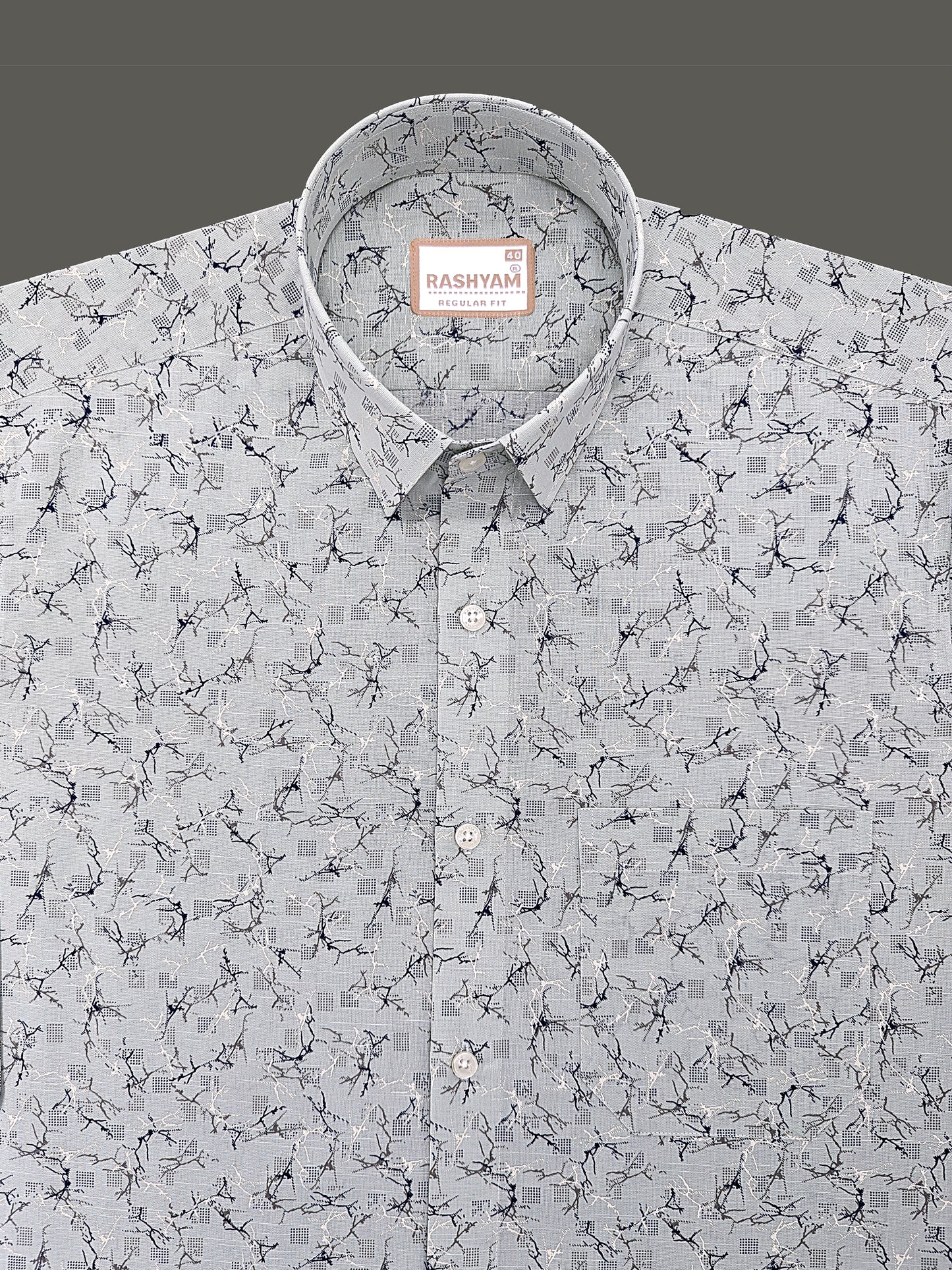Premium Linen Cotton Arezzo Marble Vein Print On Mint Formal Shirt
