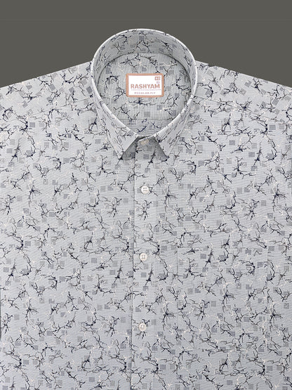 Premium Linen Cotton Arezzo Marble Vein Print On Mint Formal Shirt