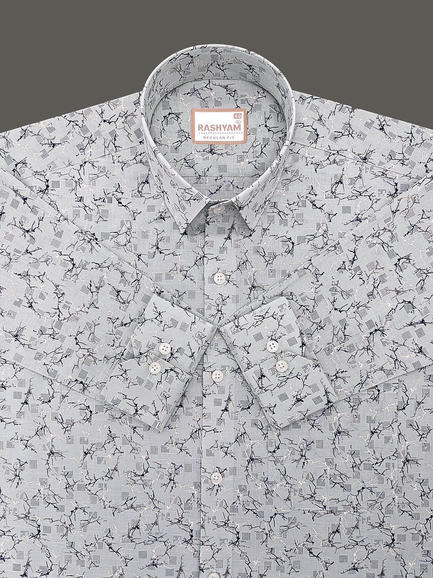 Premium Linen Cotton Arezzo Marble Vein Print On Mint Formal Shirt