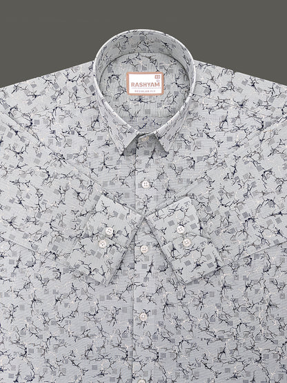 Premium Linen Cotton Arezzo Marble Vein Print On Mint Formal Shirt