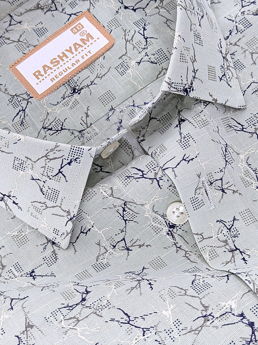 Premium Linen Cotton Arezzo Marble Vein Print On Mint Formal Shirt