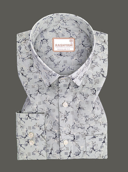 Premium Linen Cotton Arezzo Marble Vein Print On Mint Formal Shirt