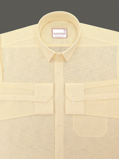 Italian Linen Noventia Butter Yellow Formal Shirt